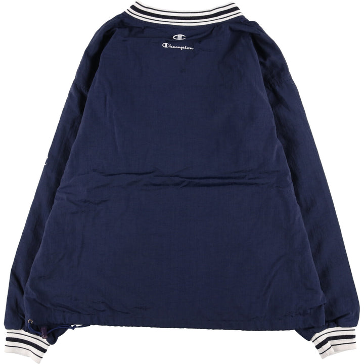 90s-00'S Champion V-neck nylon pullover, men's XL Polyurethane Coated Nylon navy blue type Vintage Second Hand