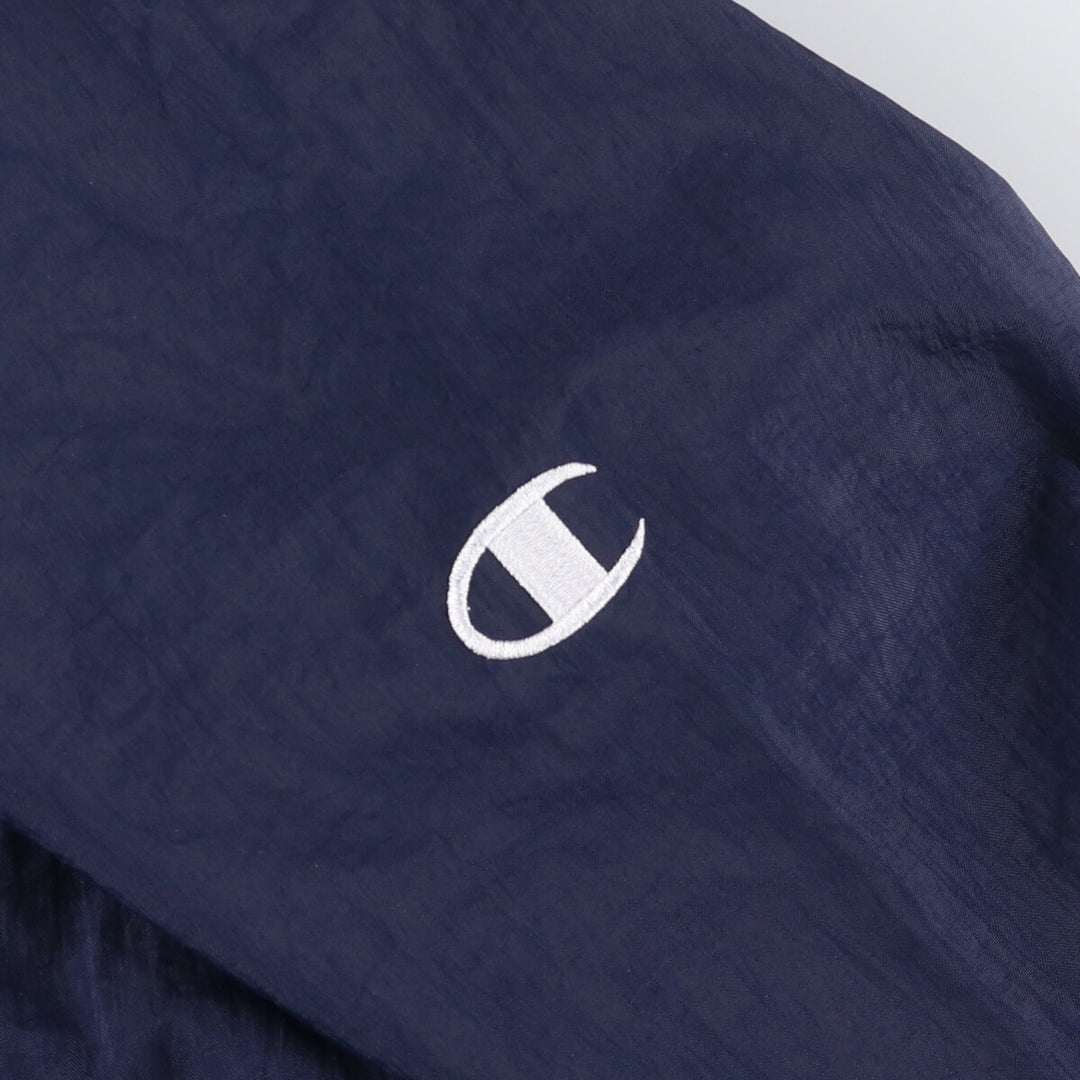 90s-00'S Champion V-neck nylon pullover, men's XL Polyurethane Coated Nylon navy blue type Vintage Second Hand