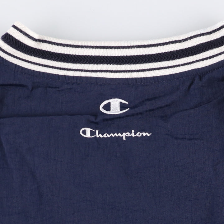 90s-00'S Champion V-neck nylon pullover, men's XL Polyurethane Coated Nylon navy blue type Vintage Second Hand