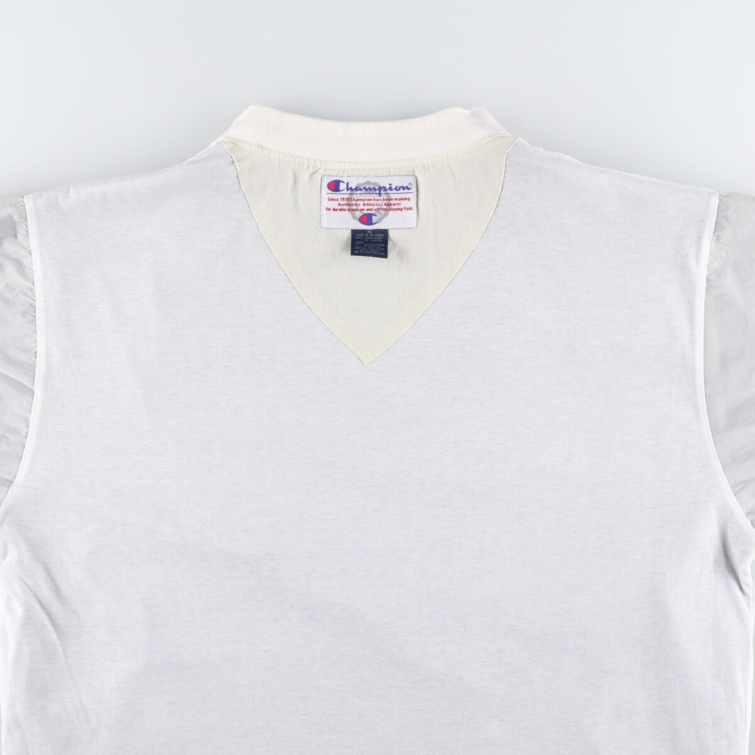 90s-00'S Champion V-neck nylon pullover, men's XL Polyurethane Coated Nylon navy blue type Vintage Second Hand