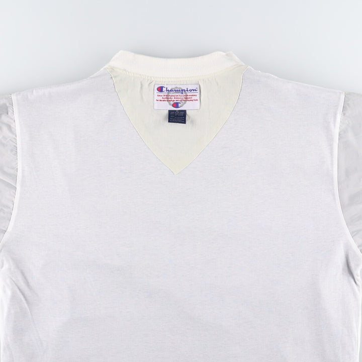 90s-00'S Champion V-neck nylon pullover, men's XL Polyurethane Coated Nylon navy blue type Vintage Second Hand