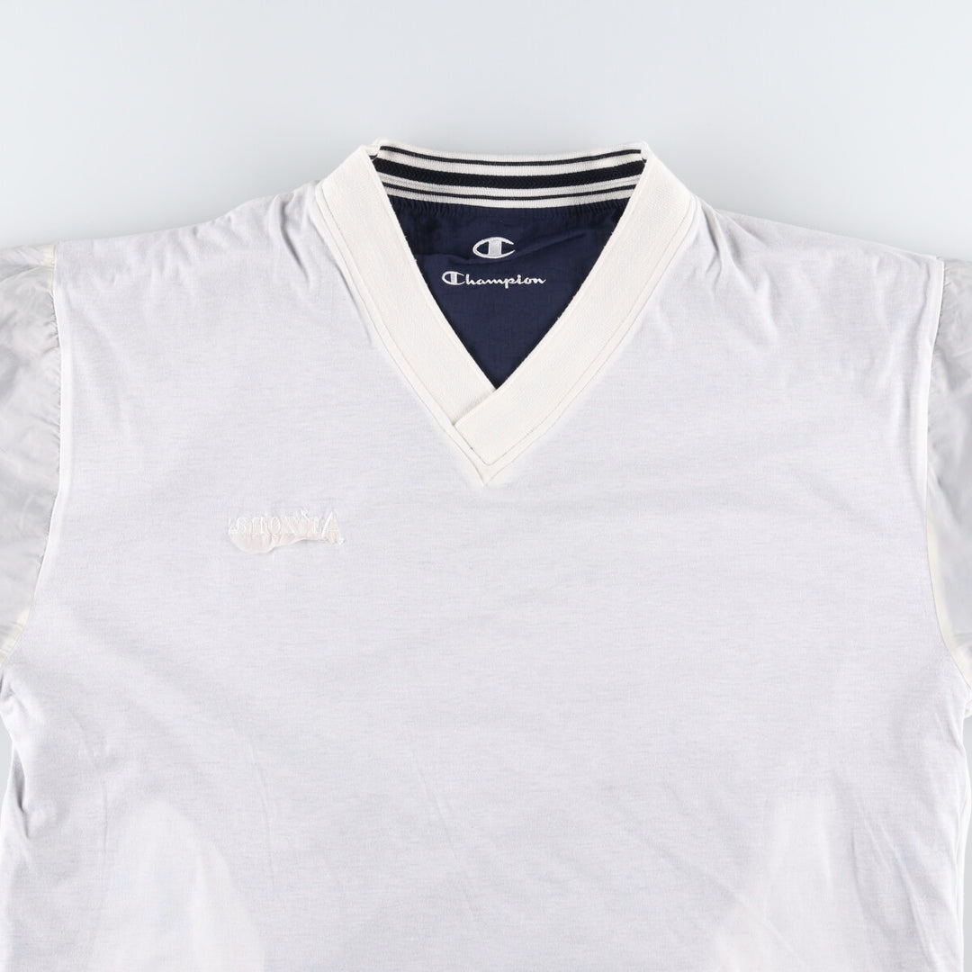 90s-00'S Champion V-neck nylon pullover, men's XL Polyurethane Coated Nylon navy blue type Vintage Second Hand