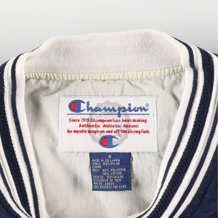 Champion V-neck college nylon pullover, men's size S Nylon navy blue type Vintage Second Hand