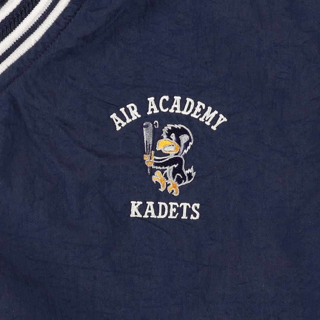 Champion V-neck college nylon pullover, men's size S Nylon navy blue type Vintage Second Hand