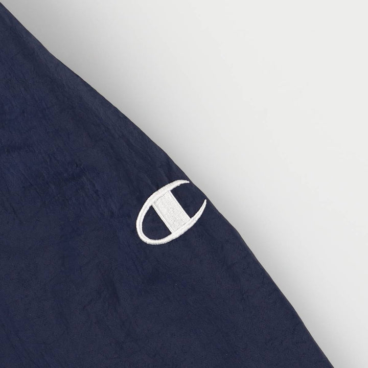 Champion V-neck college nylon pullover, men's size S Nylon navy blue type Vintage Second Hand