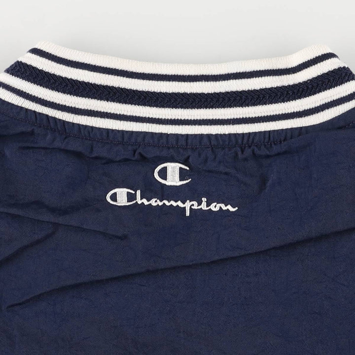 Champion V-neck college nylon pullover, men's size S Nylon navy blue type Vintage Second Hand