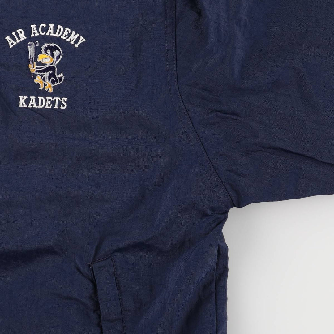 Champion V-neck college nylon pullover, men's size S Nylon navy blue type Vintage Second Hand