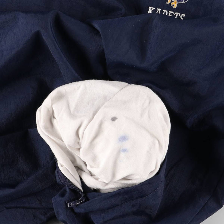 Champion V-neck college nylon pullover, men's size S Nylon navy blue type Vintage Second Hand