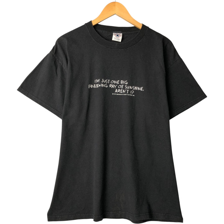 Vintage 90'S Delta message print T-shirt, size L, men's cotton black type Vintage Second Hand