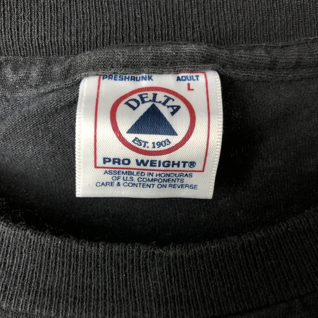 Vintage 90'S Delta message print T-shirt, size L, men's cotton black type Vintage Second Hand