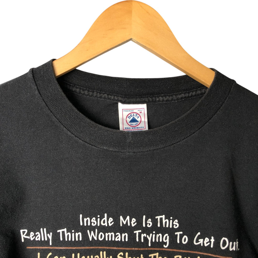 2000'S Delta DELTA Message Print T-Shirt, Men's Size M cotton black type Vintage Second Hand