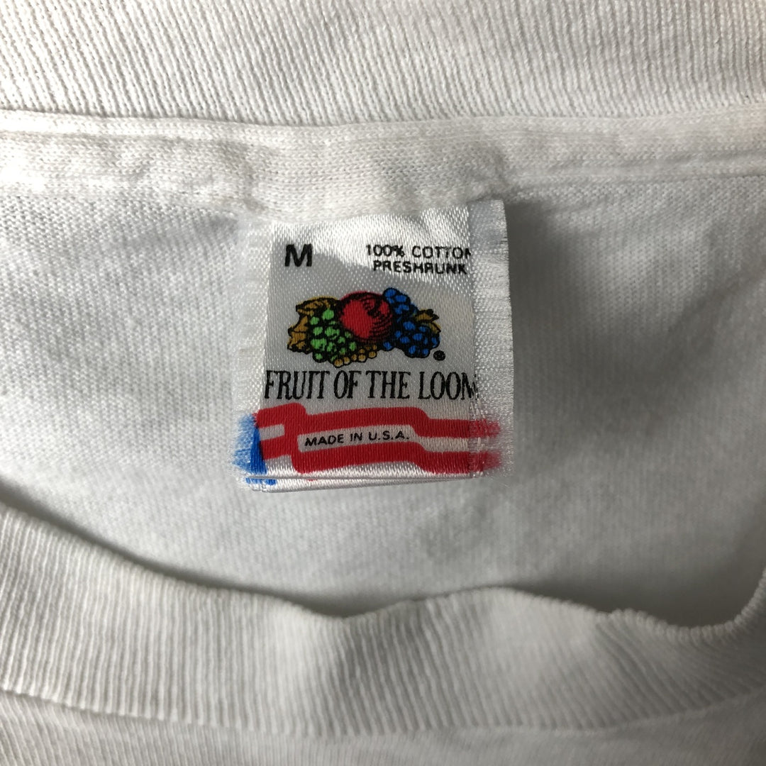 Vintage 1980'S Fruit of the Loom print T-shirt, Made in USA, Men's Size Medium cotton white type Vintage Second Hand