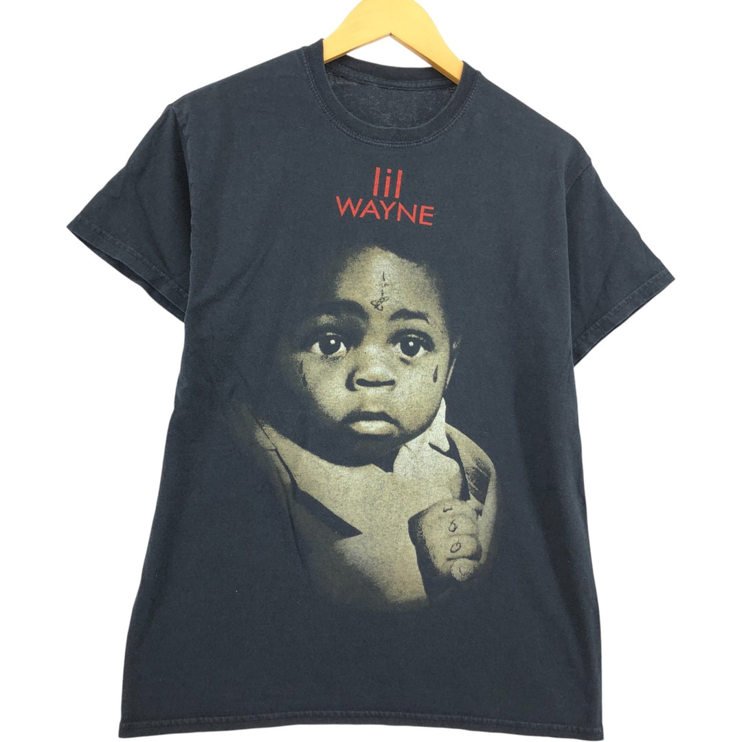 LIL WAYNE Rap T-shirt, Men's M size unclear black type Vintage Second Hand
