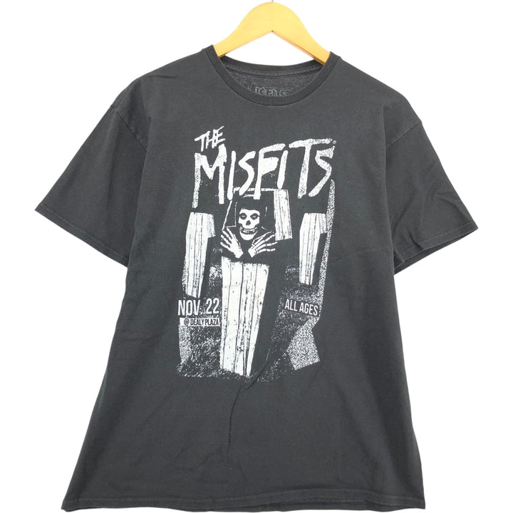 THE MISFITS Skull Pattern Band T-Shirt, Men's Size L cotton black type Vintage Second Hand