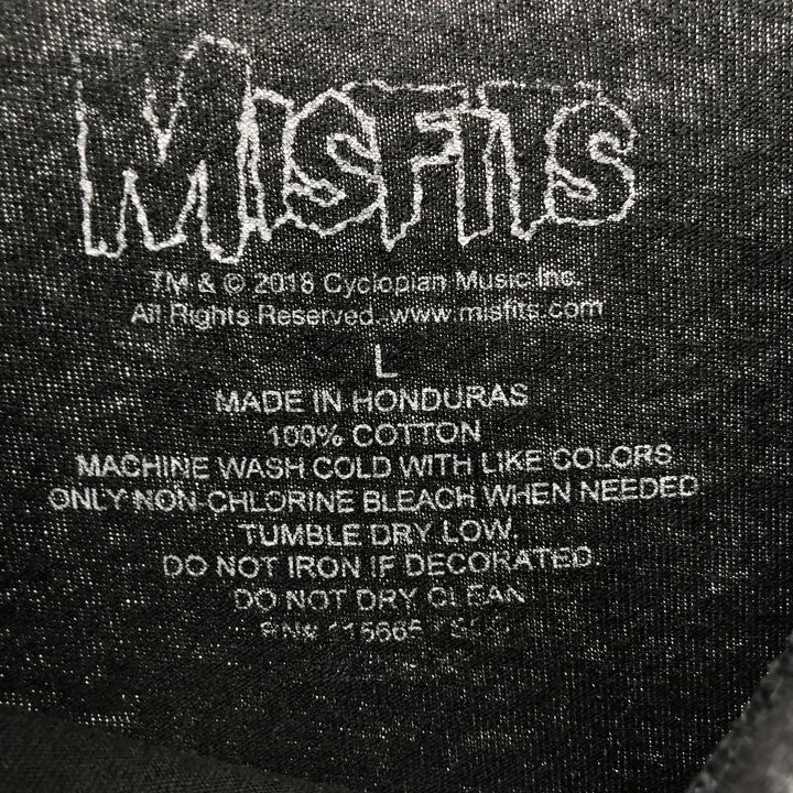 THE MISFITS Skull Pattern Band T-Shirt, Men's Size L cotton black type Vintage Second Hand