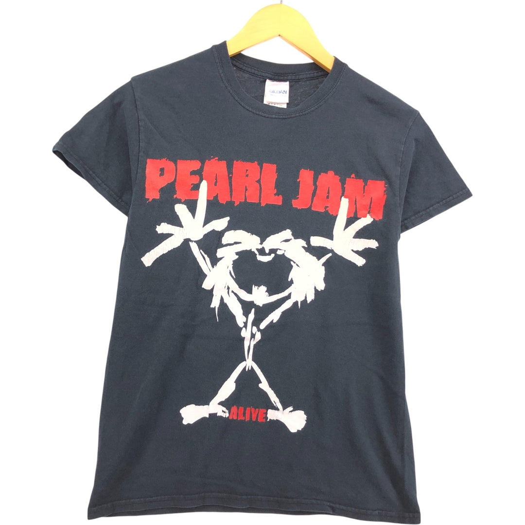 Gildan Pearl Jam Band T-Shirt, Men's Size Small cotton black type Vintage Second Hand