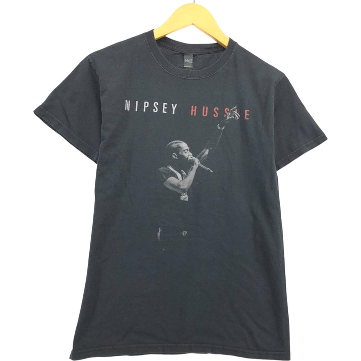 M AND O gold NIPSEY HUSSLE rap T-shirt, men's size S cotton black type Vintage Second Hand