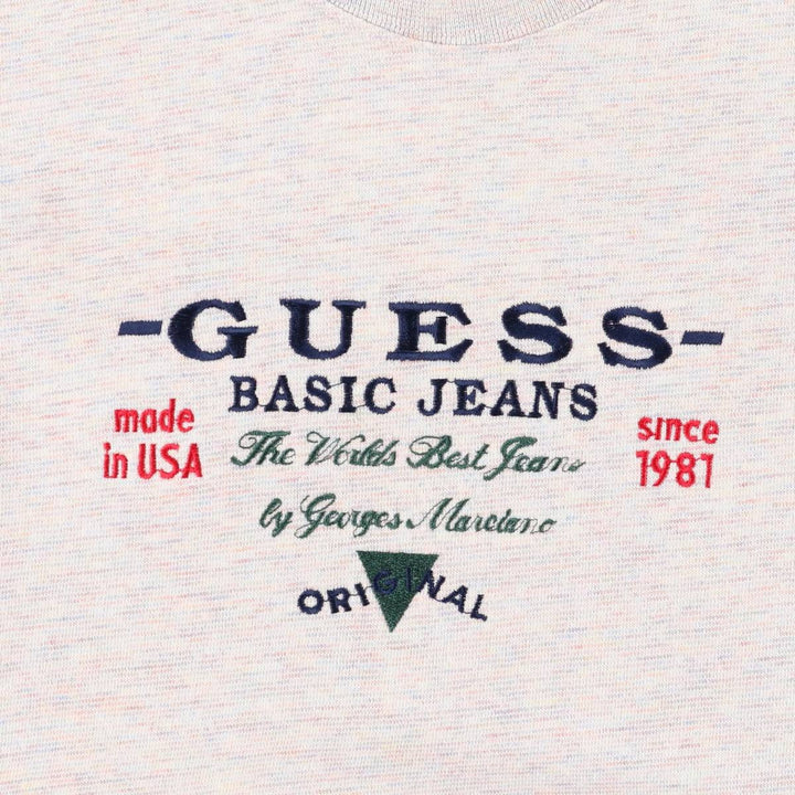 Vintage 90'S Guess by Georges Marciano one-point logo sweatshirt, made in the USA, size L, men's cotton gray type Vintage Second Hand