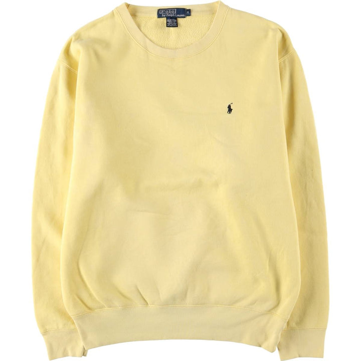 Ralph Lauren POLO by Ralph Lauren One Point Logo Sweatshirt Trainer Men's M size cotton lemon yellow Vintage Second Hand