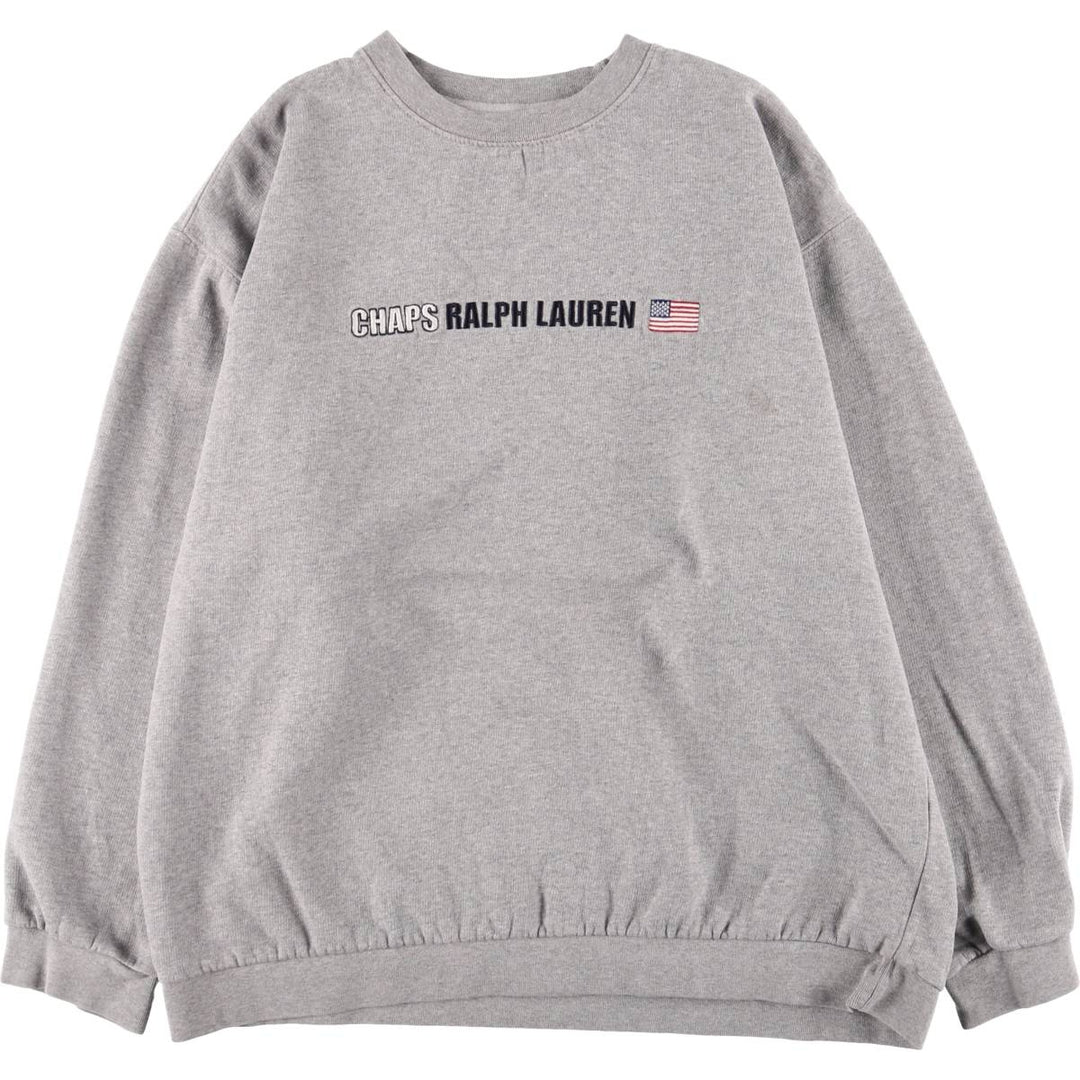 Ralph Lauren CHAPS logo sweatshirt, men's size L cotton gray type Vintage Second Hand