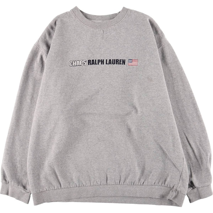 Ralph Lauren CHAPS logo sweatshirt, men's size L cotton gray type Vintage Second Hand