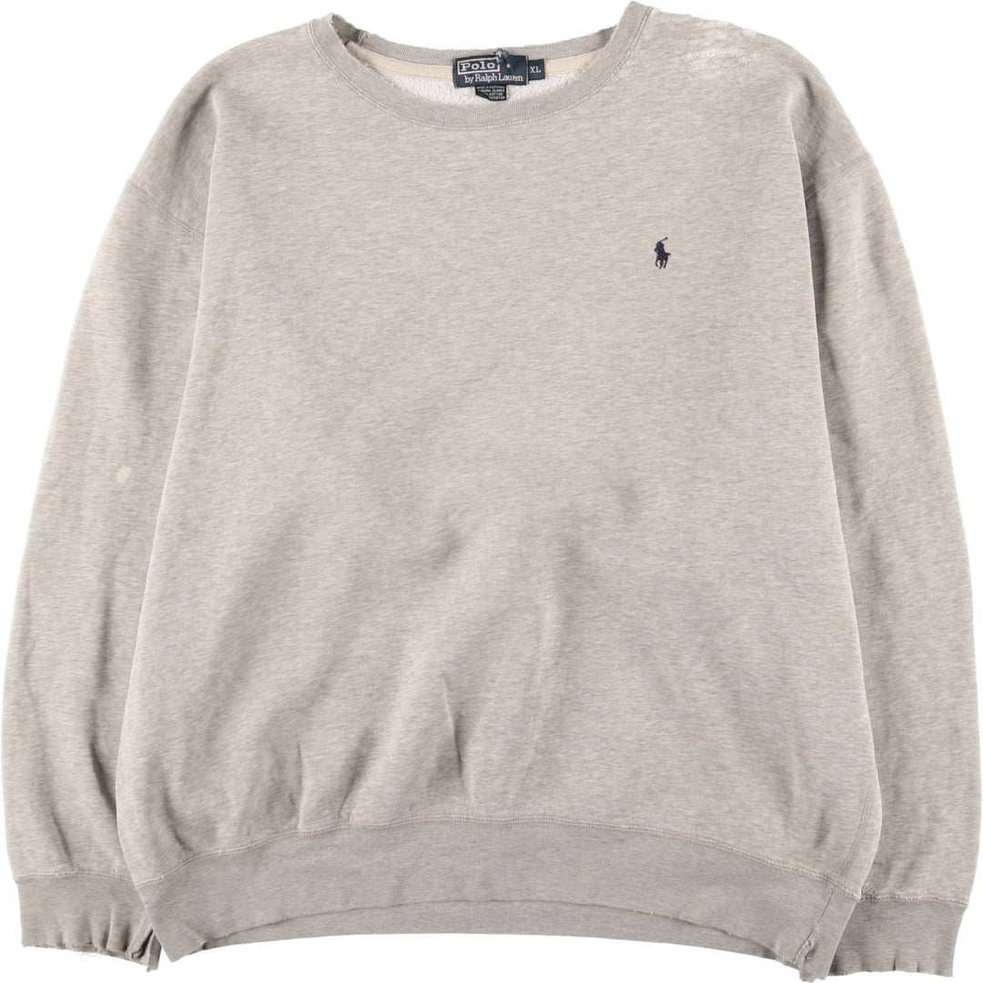 Ralph Lauren POLO by Ralph Lauren One Point Logo Sweatshirt Trainer Men's XL cotton gray type Vintage Second Hand
