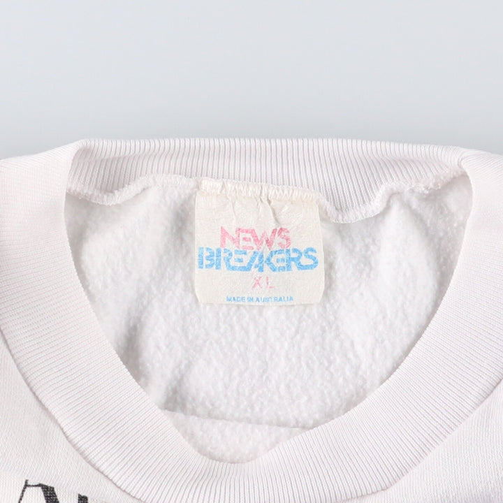 NEWS BREAKERS Printed Sweatshirt, Men's XL cotton white type Vintage Second Hand
