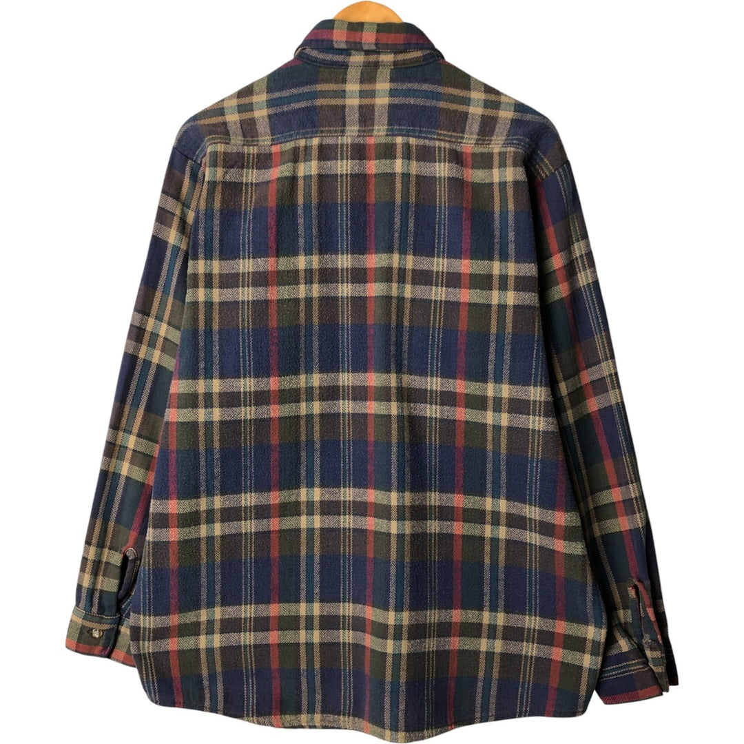 90'S Vintage Five Brother Herringbone Long Sleeve Flannel Check Shirt, Men's Size XL unclear navy blue type Vintage Second Hand