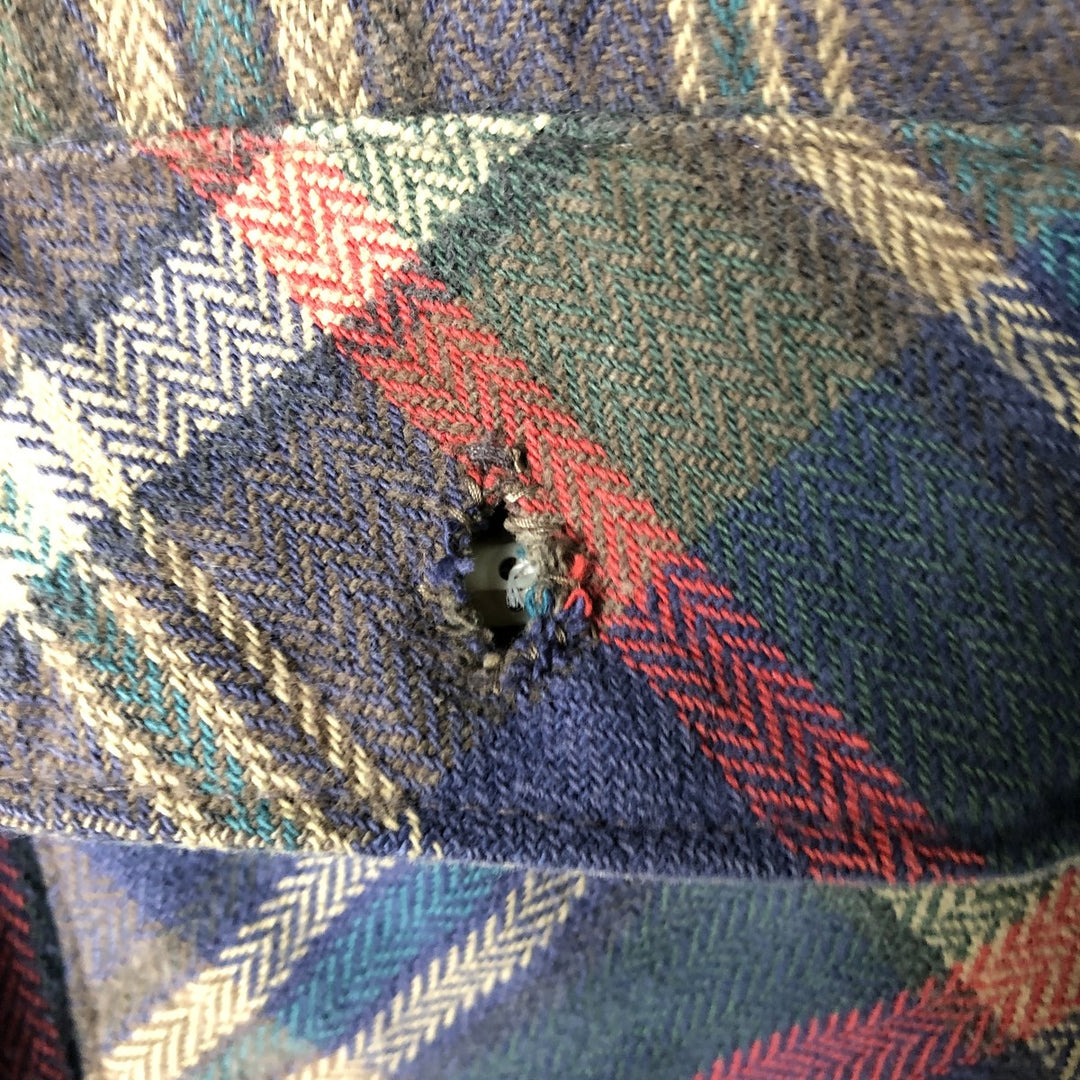 90'S Vintage Five Brother Herringbone Long Sleeve Flannel Check Shirt, Men's Size XL unclear navy blue type Vintage Second Hand