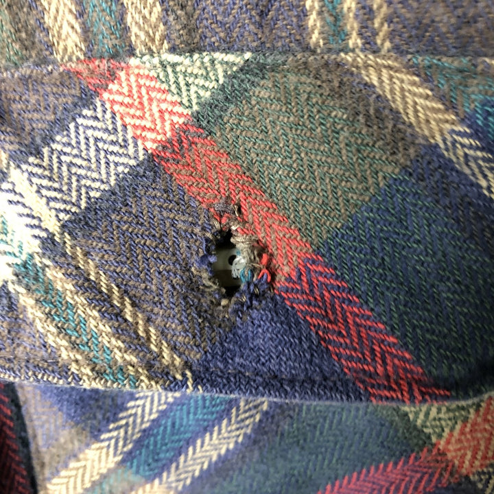 90'S Vintage Five Brother Herringbone Long Sleeve Flannel Check Shirt, Men's Size XL unclear navy blue type Vintage Second Hand