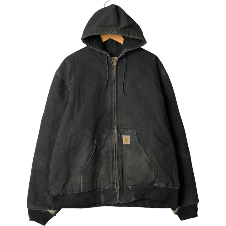 00'S Carhartt Active Jacket, Padded Duck Full Zip Hoodie, Men's XXL cotton black type Vintage Second Hand
