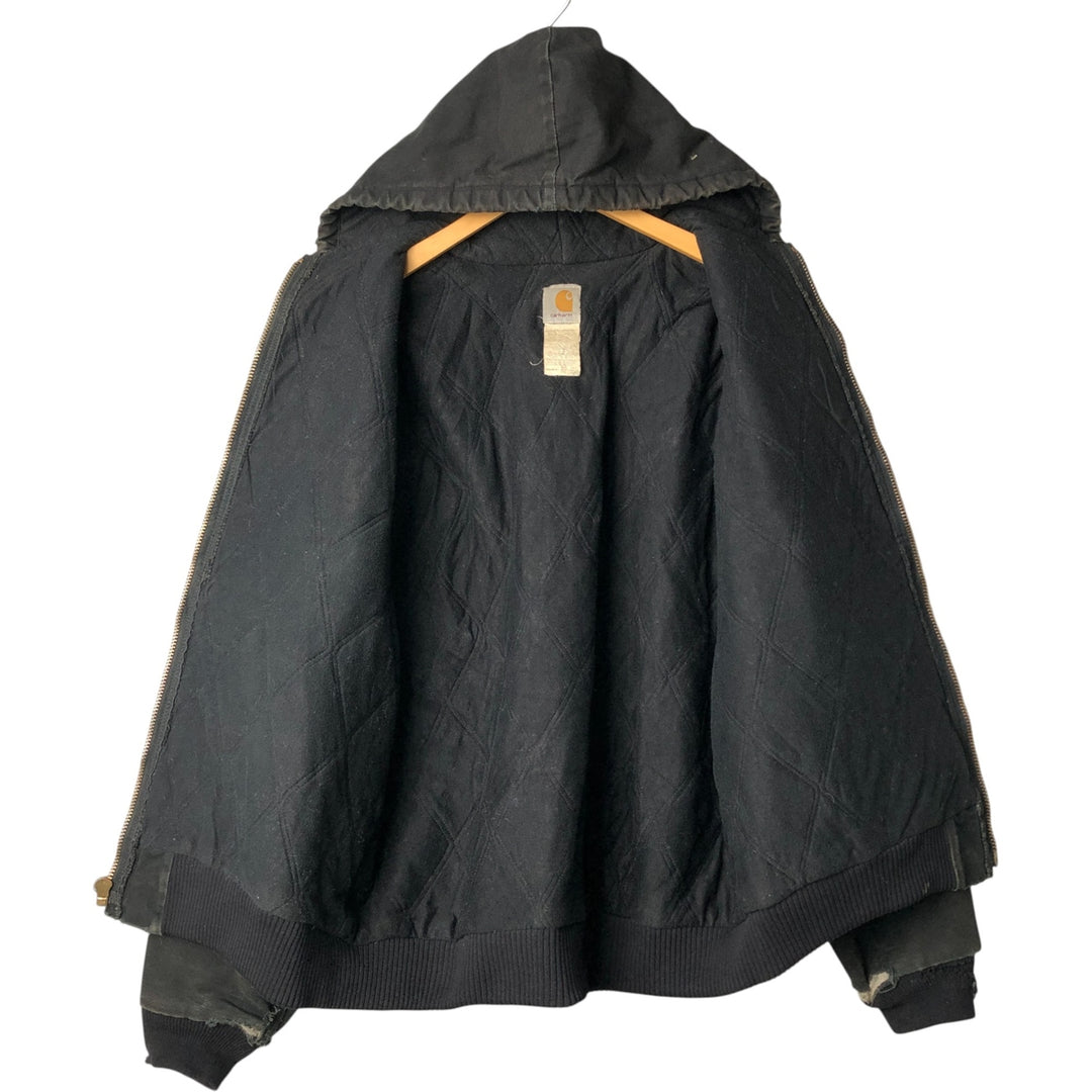 00'S Carhartt Active Jacket, Padded Duck Full Zip Hoodie, Men's XXL cotton black type Vintage Second Hand