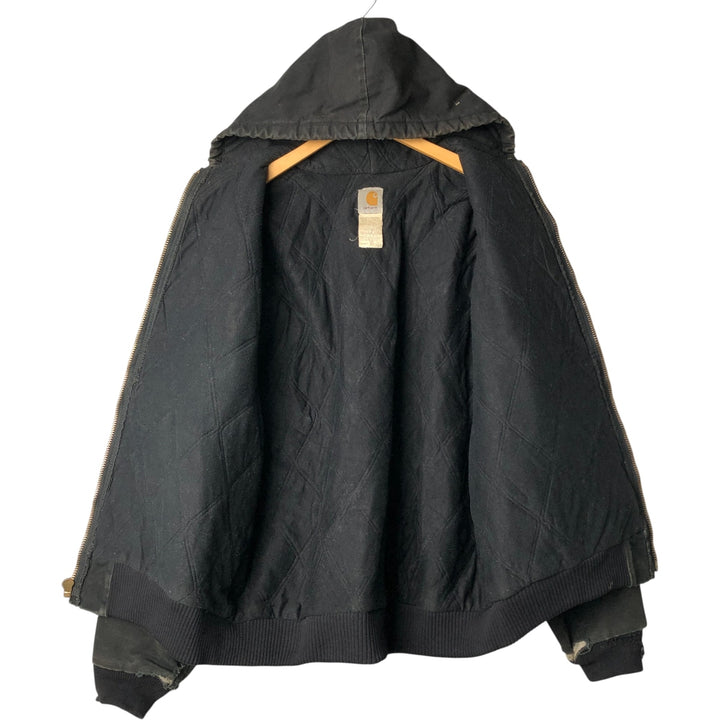 00'S Carhartt Active Jacket, Padded Duck Full Zip Hoodie, Men's XXL cotton black type Vintage Second Hand