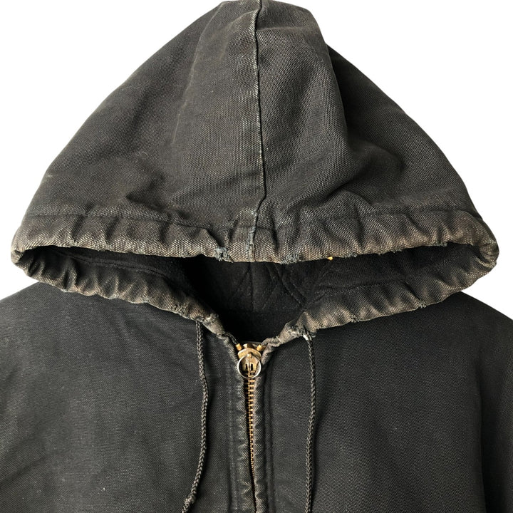 00'S Carhartt Active Jacket, Padded Duck Full Zip Hoodie, Men's XXL cotton black type Vintage Second Hand