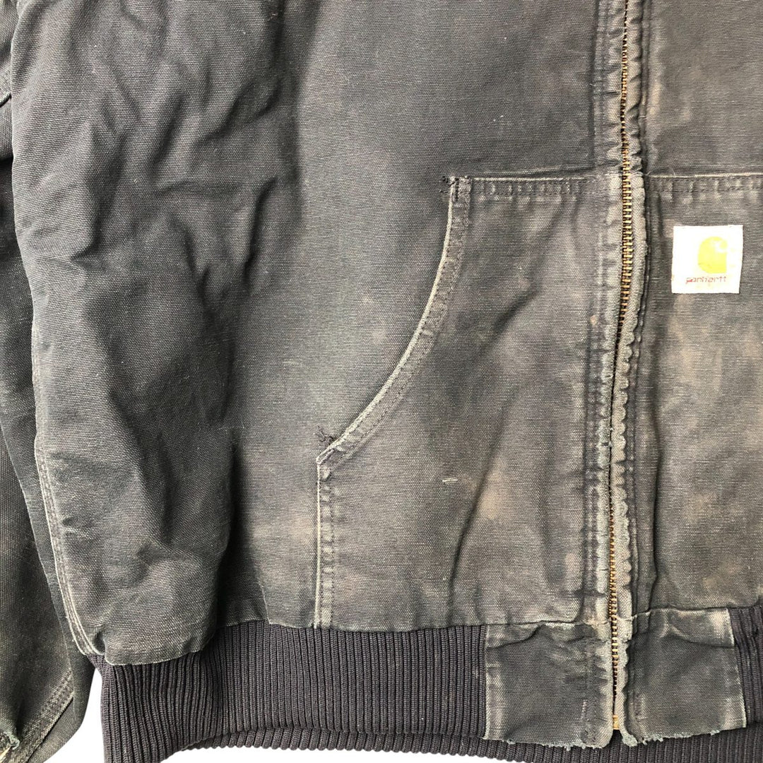 00'S Carhartt Active Jacket, Padded Duck Full Zip Hoodie, Men's XXL cotton black type Vintage Second Hand