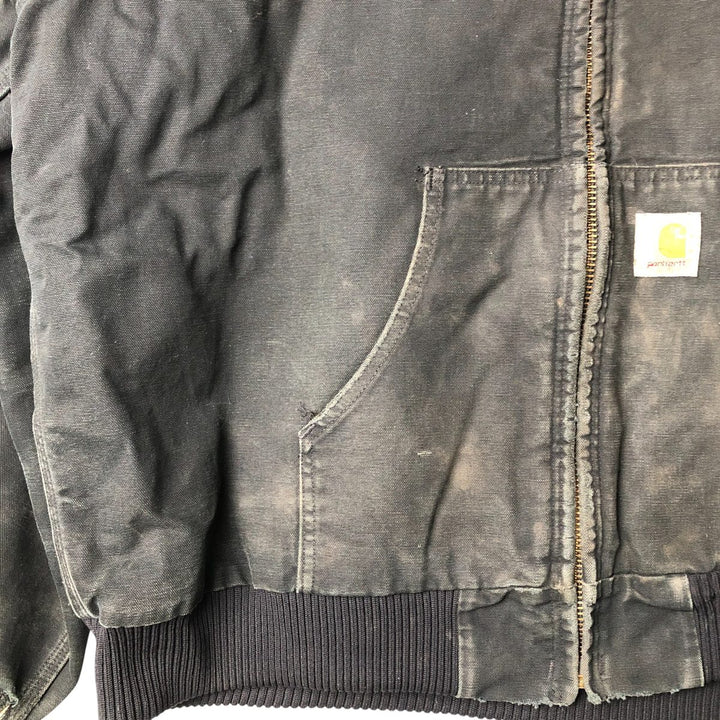 00'S Carhartt Active Jacket, Padded Duck Full Zip Hoodie, Men's XXL cotton black type Vintage Second Hand