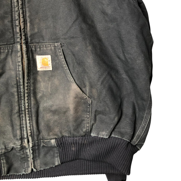 00'S Carhartt Active Jacket, Padded Duck Full Zip Hoodie, Men's XXL cotton black type Vintage Second Hand