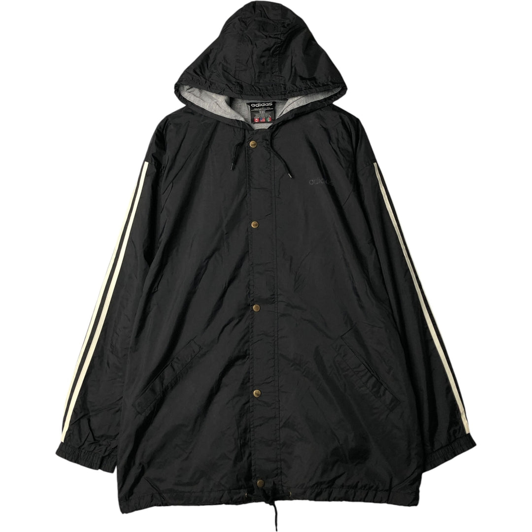 Vintage 80s-90'S Adidas nylon hoodie, size L, men's Nylon black type Vintage Second Hand