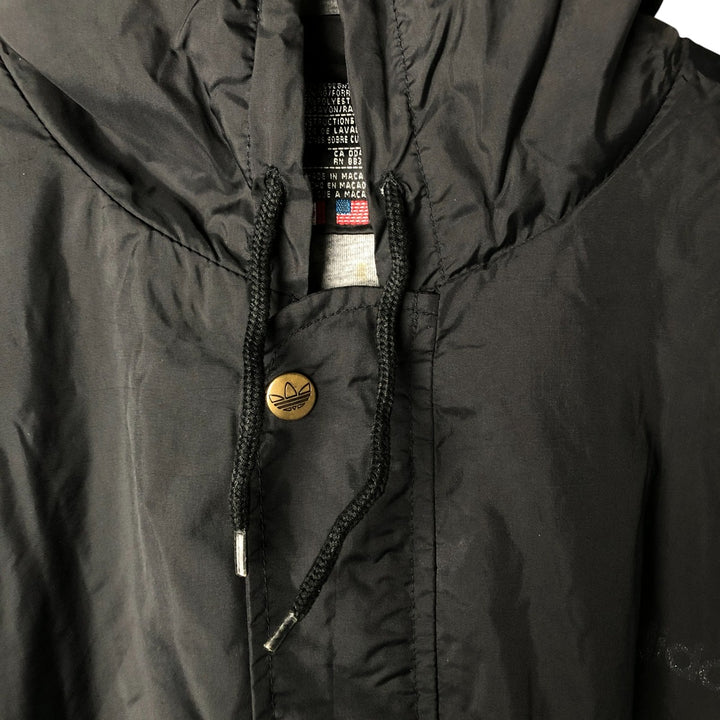 Vintage 80s-90'S Adidas nylon hoodie, size L, men's Nylon black type Vintage Second Hand