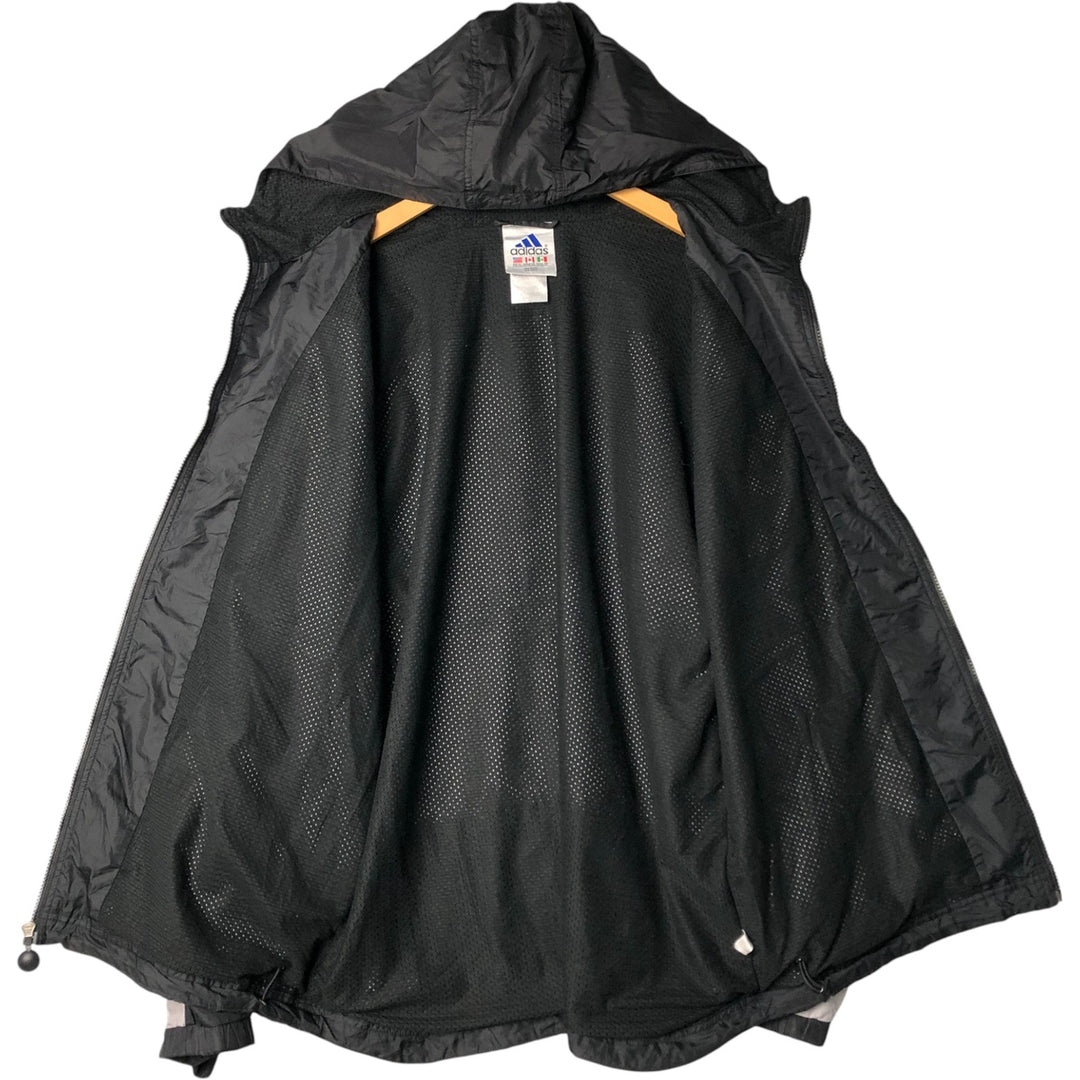 Vintage 90'S Adidas hooded windbreaker, men's size XL polyester black type Vintage Second Hand