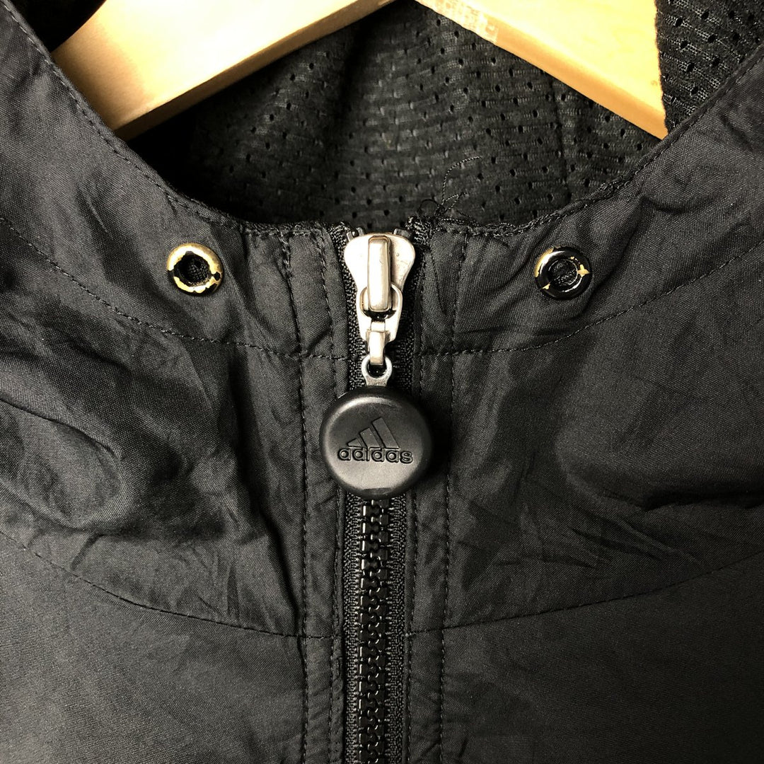 Vintage 90'S Adidas hooded windbreaker, men's size XL polyester black type Vintage Second Hand