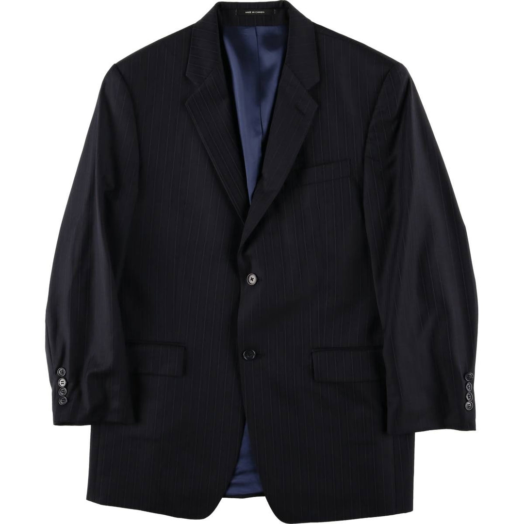 2000s~ Calvin Klein Striped Wool Tailored Jacket, Made in Canada, Men's Size Medium wool Charcoal Vintage Second Hand