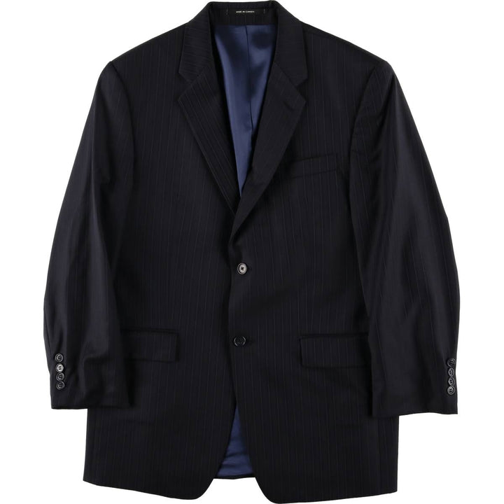 2000s~ Calvin Klein Striped Wool Tailored Jacket, Made in Canada, Men's Size Medium wool Charcoal Vintage Second Hand