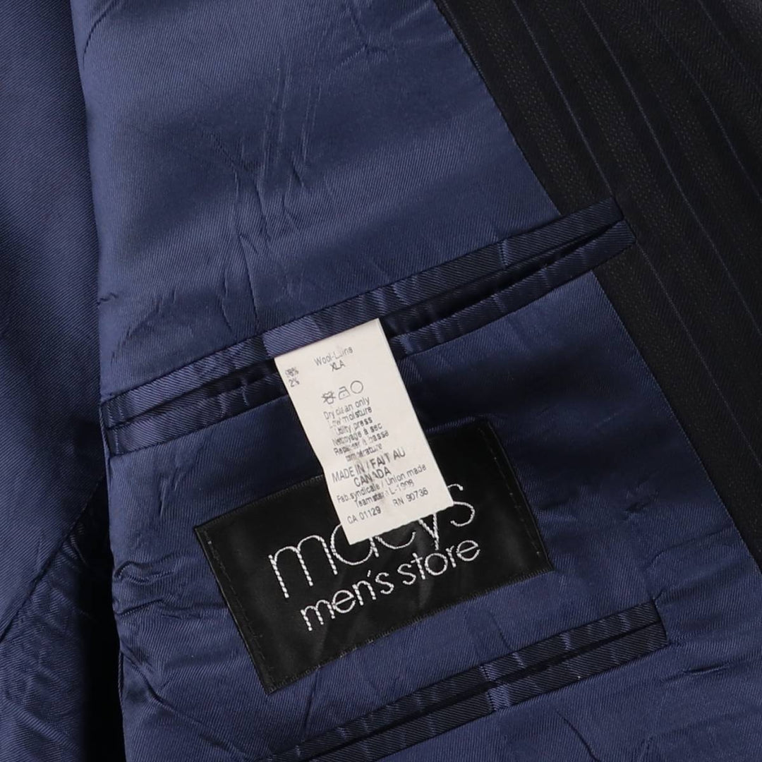 2000s~ Calvin Klein Striped Wool Tailored Jacket, Made in Canada, Men's Size Medium wool Charcoal Vintage Second Hand