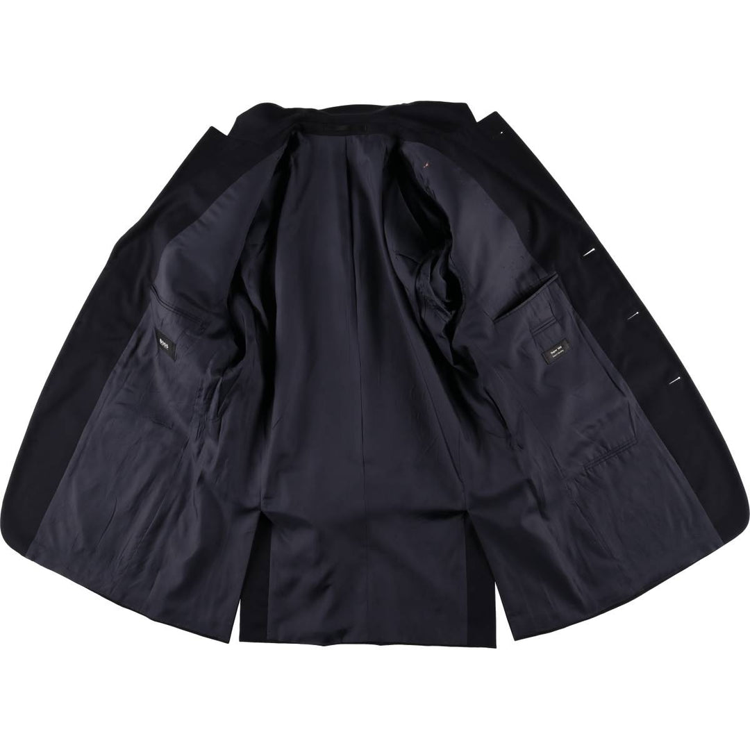 Hugo Boss wool tailored jacket, men's size L wool navy blue type Vintage Second Hand