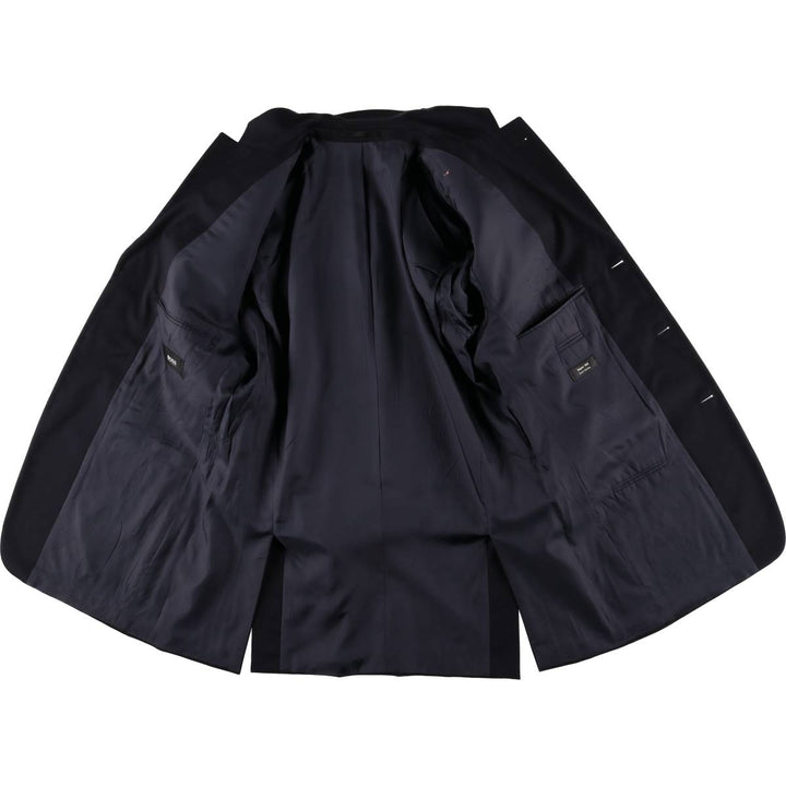 Hugo Boss wool tailored jacket, men's size L wool navy blue type Vintage Second Hand