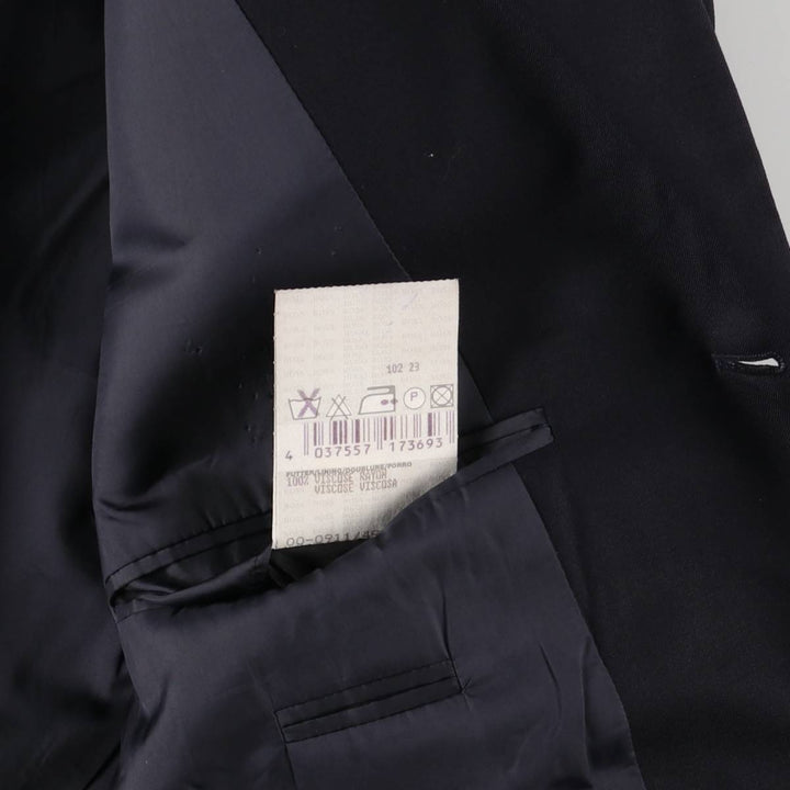 Hugo Boss wool tailored jacket, men's size L wool navy blue type Vintage Second Hand