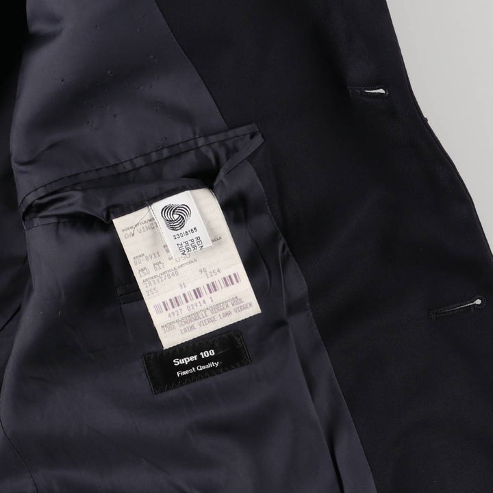 Hugo Boss wool tailored jacket, men's size L wool navy blue type Vintage Second Hand