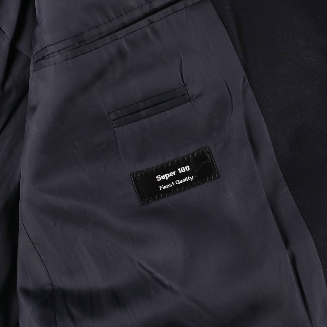 Hugo Boss wool tailored jacket, men's size L wool navy blue type Vintage Second Hand