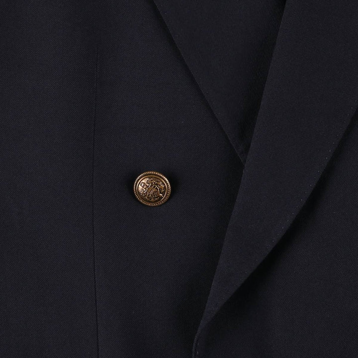 Saint John Men's Double-Breasted Peak Lapel Navy Blazer, Size L wool navy blue type Vintage Second Hand
